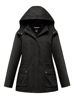 Plus Size Military Cotton Utility Jacket Detachable Hood Oversized